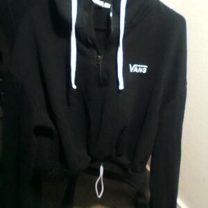 Vans Black Hoodie with White Drawstrings